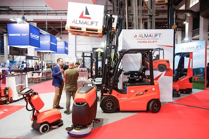 Espacio de exhibición de una empresa en el Salón Internacional de Logística, que se celebra esta semana en Fira de Barcelona.