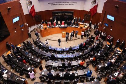 Vista panorámica del Senado de la República durante una sesión ordinaria, en Ciudad de México, en una imagen de archivo.