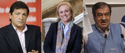 De izquierda a derecha, los candidatos Javier Fernández, Mercedes Fernández y Álvarez-Cascos.