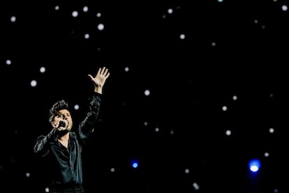 Blas cantó, durante su actuación en el Ahoy de Róterdam.