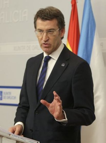 Feijóo durante la rueda de prensa