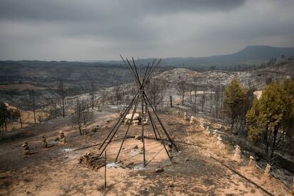 Restes de l'incendi que ha cremat més de 1.200 hectàries, prop de Sant Salvador de Guardiola.