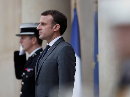 El presidente franc&eacute;s, Emmanuel Macron, en el El&iacute;seo el pasado enero.