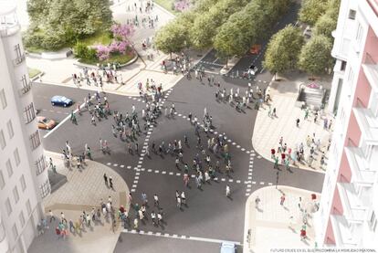 Recreación de la futura plaza de España tras su reforma. 