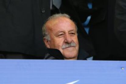 Del Bosque, durante el partido entre el Swansea y el Everton.