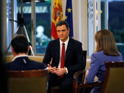 El presidente del Gobierno, Pedro Sánchez, en la entrevista a TVE.