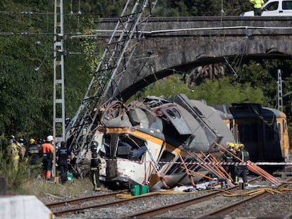 Accidente de tren en O Porriño (Pontevedra) en septiembre de 2016.