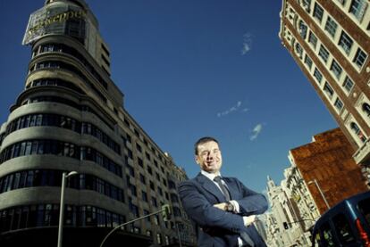 Tomás Gómez, secretario general del PSM, en la plaza de Callao de Madrid.