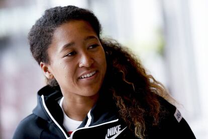 Naomi Osaka, durante la entrevista en la Caja Mágica de Madrid.