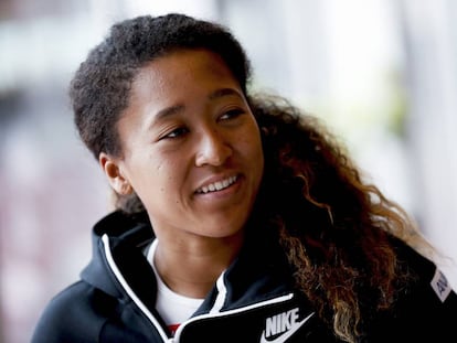 Naomi Osaka, durante la entrevista en la Caja Mágica de Madrid.