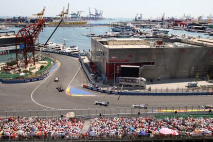 Imagen del circuito urbano de Valencia durante una de las carreras disputadas en él.