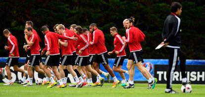 Entrenamiento de la selección de Gales.