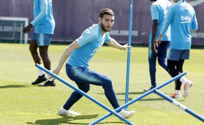 Abel Ruiz durante un entrenamiento del Barça.