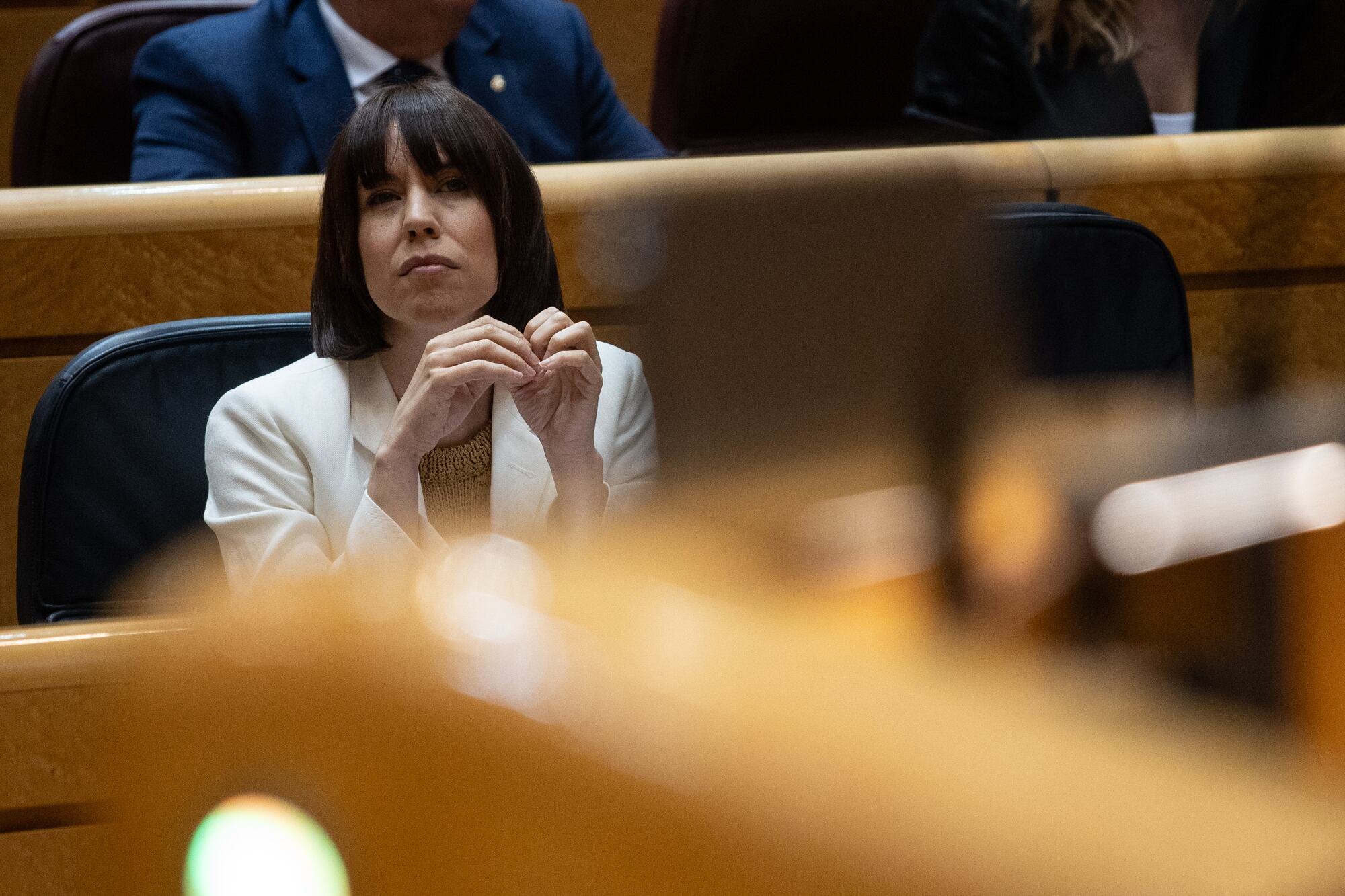 La ministra de Universidades, Diana Morant, durante una sesión de control de Gobierno en el Senado, a 24 de septiembre de 2024, en Madrid (España). Una semana más el Gobierno tendrá que hacer frente a preguntas relacionadas con la amnistía y la financiación singular en Catalunya. Además, el pleno aborda hoy una iniciativa de ERC, Bildu, BNG, Sumar, Compromís y Geroa Bai con la que se pretende reformar el Reglamento de la Cámara Alta para universalizar el uso de las lenguas cooficiales, como ya ocurre en el Congreso desde esta legislatura.
24 SEPTIEMBRE 2024;SENADO;SENADORES;MINISTROS;CATALUÑA;AMNISTÍA;
Alejandro Martínez Vélez / Europa Press
24/09/2024