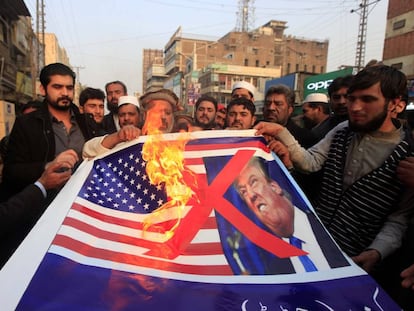 Protestas contra Trump este viernes en Peshawar, Pakist&aacute;n