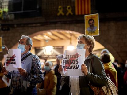 Concentración en Girona para pedir la libertad de los presos del 'procés', en septiembre de 2020.