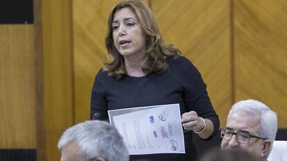 Susana D&iacute;az, durante su intervenci&oacute;n este jueves en el Parlamento. 