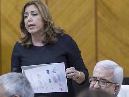 Susana D&iacute;az, durante su intervenci&oacute;n este jueves en el Parlamento. 