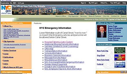 Página web que ofrece información sobre la situación de emergencia en Nueva York.