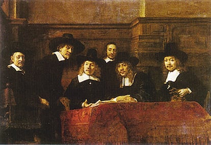 'Los síndicos de los pañeros' (1662), uno de los últimos retratos de grupo que realizó Rembrandt.