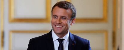 El presidente francés Emmanuel Macron en el palacio del Elíseo.