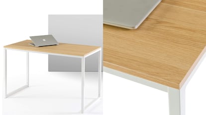 De forma rectangular, esta mesa de escritorio de estilo nórdico tiene un aspecto minimalista a simple vista.