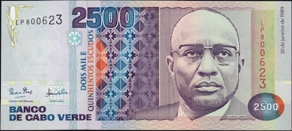 Billete de Cabo Verde con la imagen de Cabral.