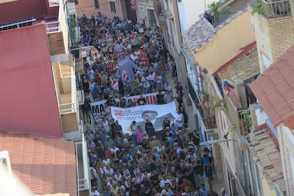 Protesta contra Mazón por su gestión de la dana, este martes en Catarroja.