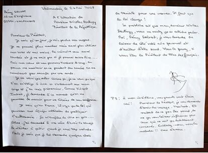 La carta que Rémy Salvat envió a Nicolas Sarkozy.