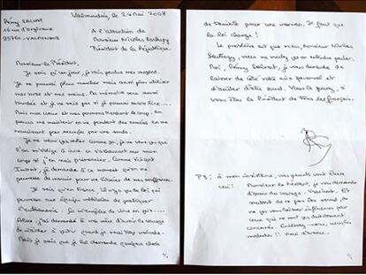 La carta que Rémy Salvat envió a Nicolas Sarkozy.