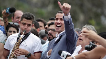 Juan Guaidó, este sábado en una manifestación en Caracas. 