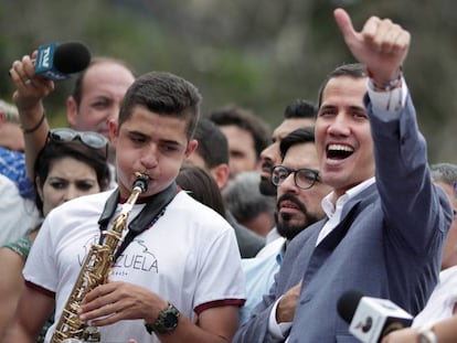 Juan Guaidó, este sábado en una manifestación en Caracas. 