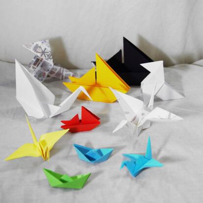 Objetos del taller de origami de la tienda barcelonesa Pika Pika Shop.