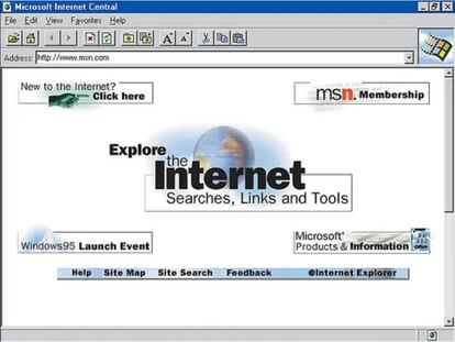 Versión 1.0 del Internet Explorer. Año 1995.