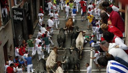 Un encierro de Sanfermines. 