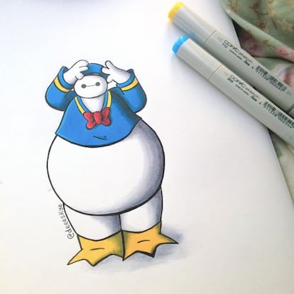 Baymax como el Pato Donald.