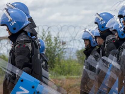 Cascos azules de la ONU. El organismo tiene desplegadas actualmente 16 misiones en distintas partes del mundo.