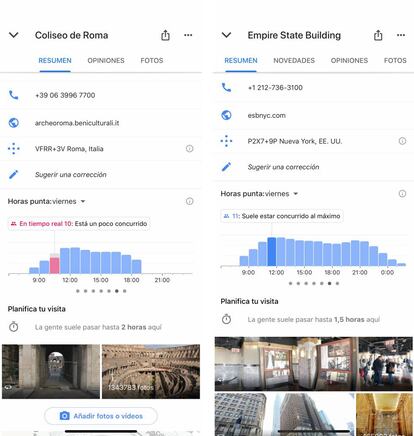 Información de sitios de interés a través de Google Maps.