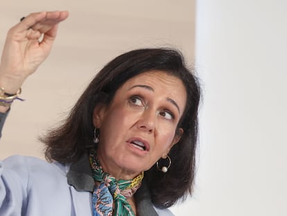 La presidenta del Banco Santander, Ana Botín, durante la presentación de resultados de la entidad financiera.