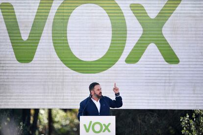 El líder de Vox, Santiago Abascal, en un acto en octubre de 2019.