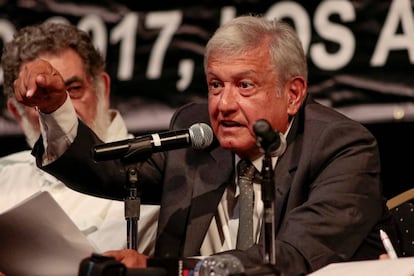 Andr&eacute;s Manuel L&oacute;pez Obrador, ayer en Los &Aacute;ngeles.