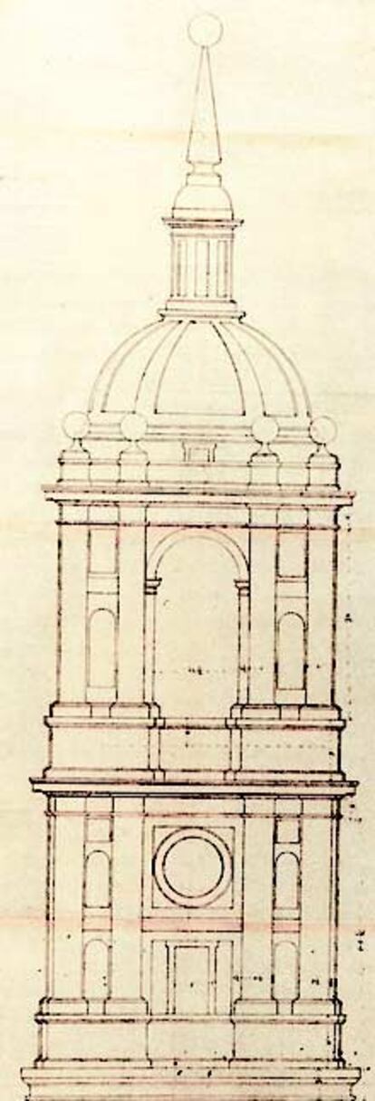 Alzado de una de las torres destinadas al monasterio de El Escorial.