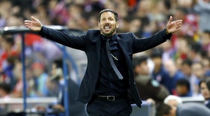 Simeone, durante el Atl&eacute;tico-Barcelona de cuartos de la Liga de Campeones. 