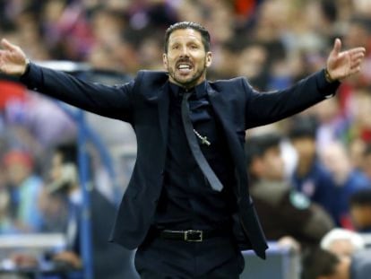 Simeone, durante el Atl&eacute;tico-Barcelona de cuartos de la Liga de Campeones. 