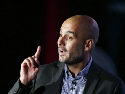 Guardiola, durante su discurso en el foro en México DF.