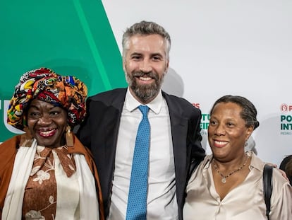 Pedro Nuno Santos, candidato a la secretaría general del Partido Socialista portugués, en Lisboa durante un acto con mujeres socialistas.