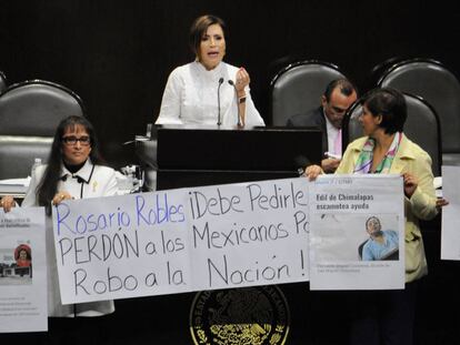 La ministra Rosario Robles, durante su comparecencia en la Cámara de Diputados. 