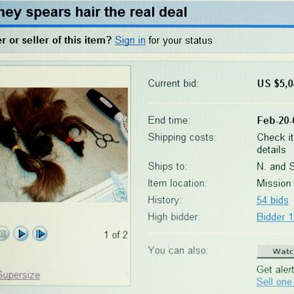 El pelo de Britney Spears a la venta en eBay