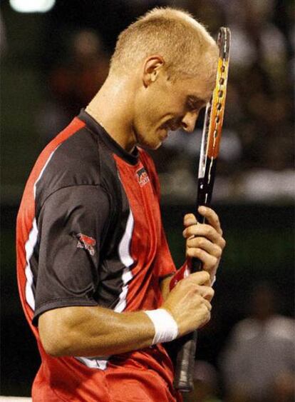 Davydenko, durante su semifinal contra Andy Roddick.