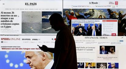 Páginas web de grandes diarios europeos.